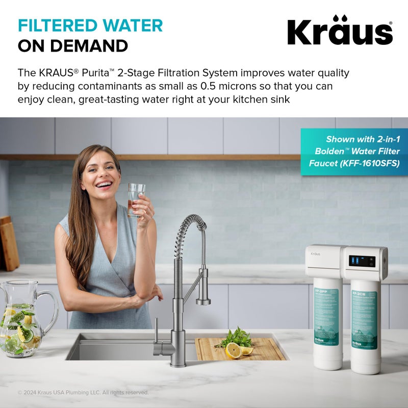 KRAUS Purita 2-Stage Under Sink Water Filtration System with Digital Display Monitor, FS-1001 - Image 3