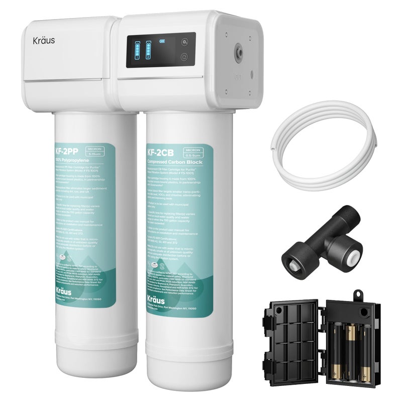 KRAUS Purita 2-Stage Under Sink Water Filtration System with Digital Display Monitor, FS-1001 - Image 2