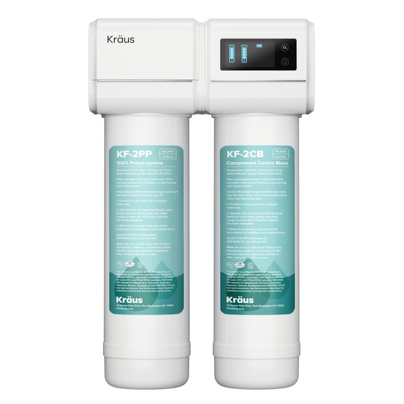 KRAUS Purita 2-Stage Under Sink Water Filtration System with Digital Display Monitor, FS-1001 - Image 1