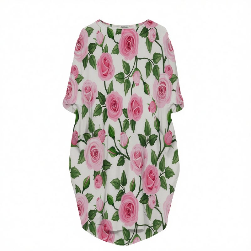 Girls Floral Print Long Sleeve Dress Over Knee Loose Street Style - Image 2