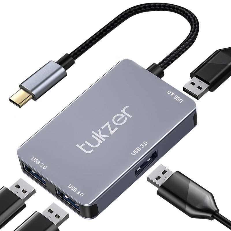 tuKZer 4-in-1 USB C 3.0 HUB, Type C to USB A HUB Splitter Extender, Docking Station, 5Gbps Data Sync Speed, MultiPort Adapter for iOS, MacBook, Windows, Laptop, PC, & Other Type C Enabled Devices - Image 1