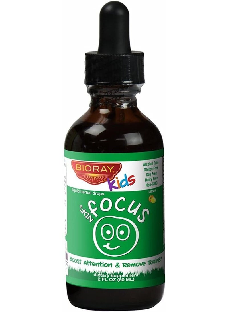 Bioray Inc, NDF Focus, Boost Attention & Remove Toxins, Kids, Citrus Flavor, 2 fl oz. (59 ml)