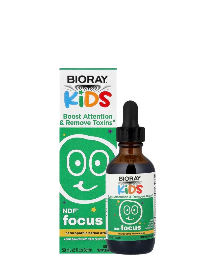 بيوراي Bioray Inc.، تركيز NDF، يعزز الانتباه ويزيل السموم، للأطفال، بنكهة الحمضيات، 2 أونصة سائلة (59 مل) - Image 1
