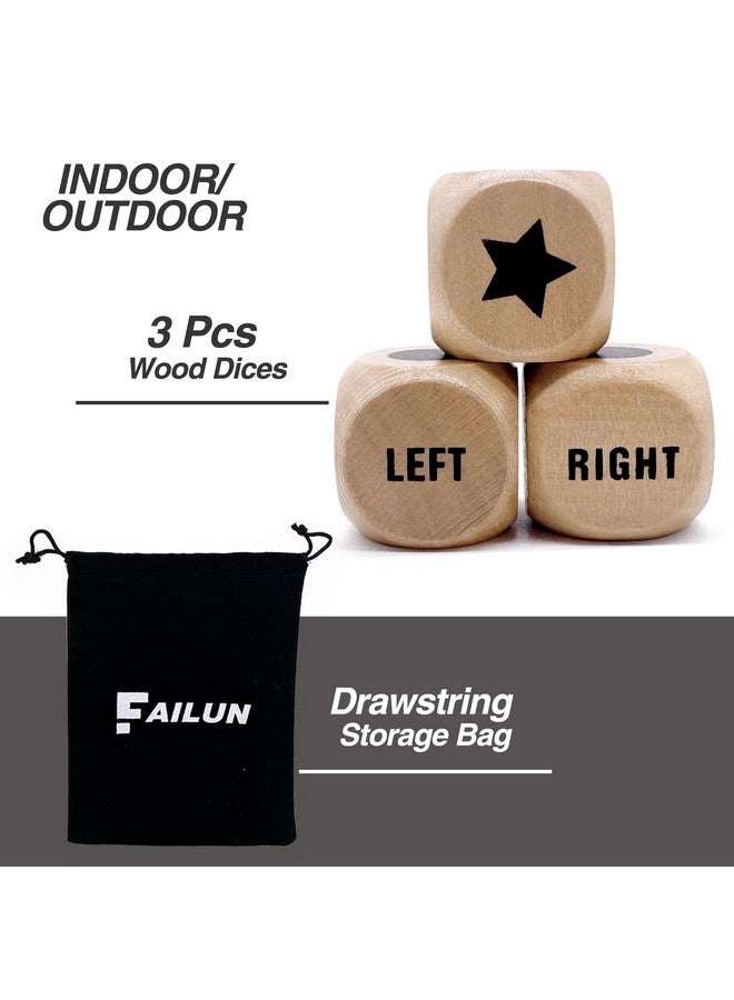 FAILUN Left Right Center Game Dice 1 Inch Wooden Dice with Drawstring Bag, Easy to Store and Carry Around, Convenient for Travel (3 pcs) - Image 3
