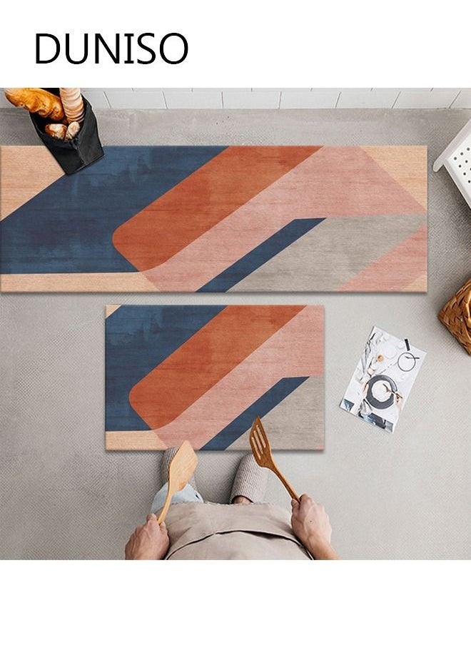 DUNISO 2PCS Non-Slip Kitchen Rugs and Mats, Anti-Fatigue Hallway Kitchen Runner Rug Set Backing Floor Mat for Kitchen Laundry Bathroom Office 40*60cm&40*120cm  - Image 1