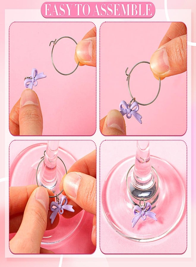 چوينت مجموعة من 12 قطعة من علامات أكواب النبيذ على شكل فيونكة عيد الميلاد، مع حلقات فضية، مثالية لحفلات الزفاف وحفلات توديع العزوبية، وهدايا الحفلات الأنيقة (فيونكة صغيرة). - Image 4