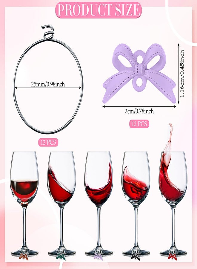 چوينت مجموعة من 12 قطعة من علامات أكواب النبيذ على شكل فيونكة عيد الميلاد، مع حلقات فضية، مثالية لحفلات الزفاف وحفلات توديع العزوبية، وهدايا الحفلات الأنيقة (فيونكة صغيرة). - Image 2
