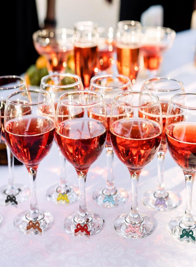 چوينت مجموعة من 12 قطعة من علامات أكواب النبيذ على شكل فيونكة عيد الميلاد، مع حلقات فضية، مثالية لحفلات الزفاف وحفلات توديع العزوبية، وهدايا الحفلات الأنيقة (فيونكة صغيرة). - Image 5