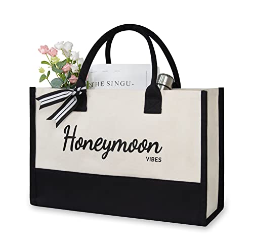 TOPDesign Canvas Tote Bag for Bride, Inspirational Bridal Shower, Bachelorette Party, Engagement, Honeymoon Wedding Gifts, Ideal for Honeymoon, Travel, Vacation - Image 1
