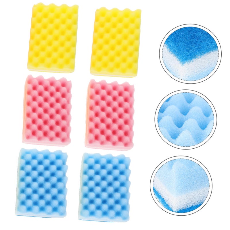 6pcs Heavy Duty Non Scratch Cleaning Sponges Rippled Surface for Kitchen Bathroom Car Dishwashing Random Color - Image 5