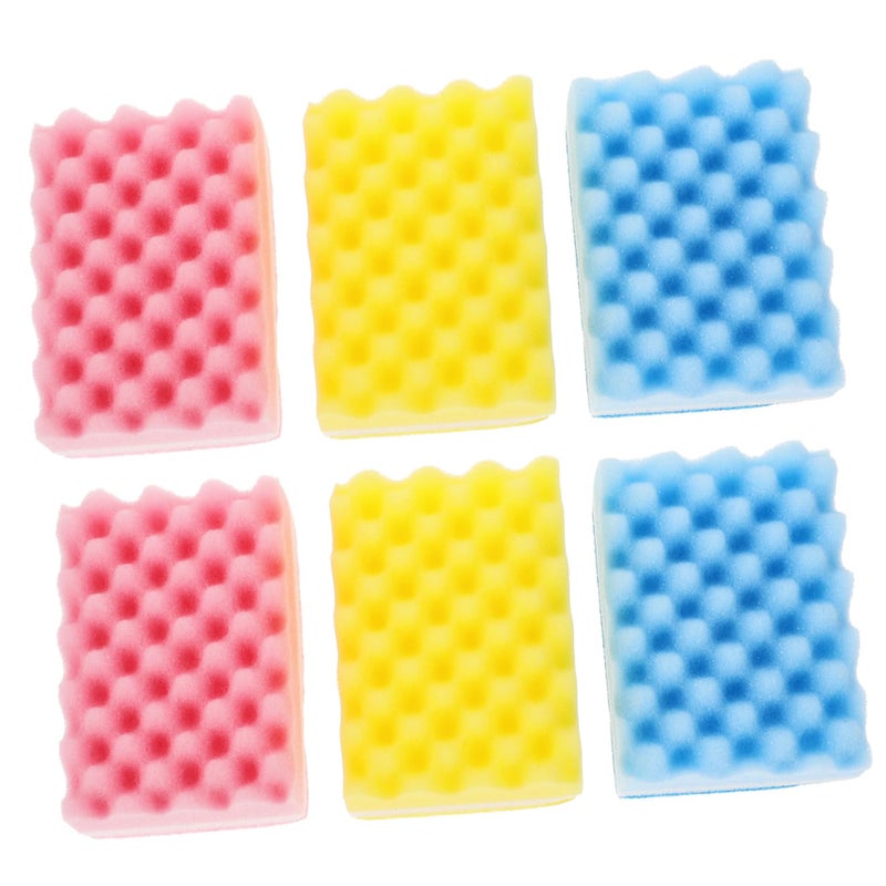 6pcs Heavy Duty Non Scratch Cleaning Sponges Rippled Surface for Kitchen Bathroom Car Dishwashing Random Color - Image 2