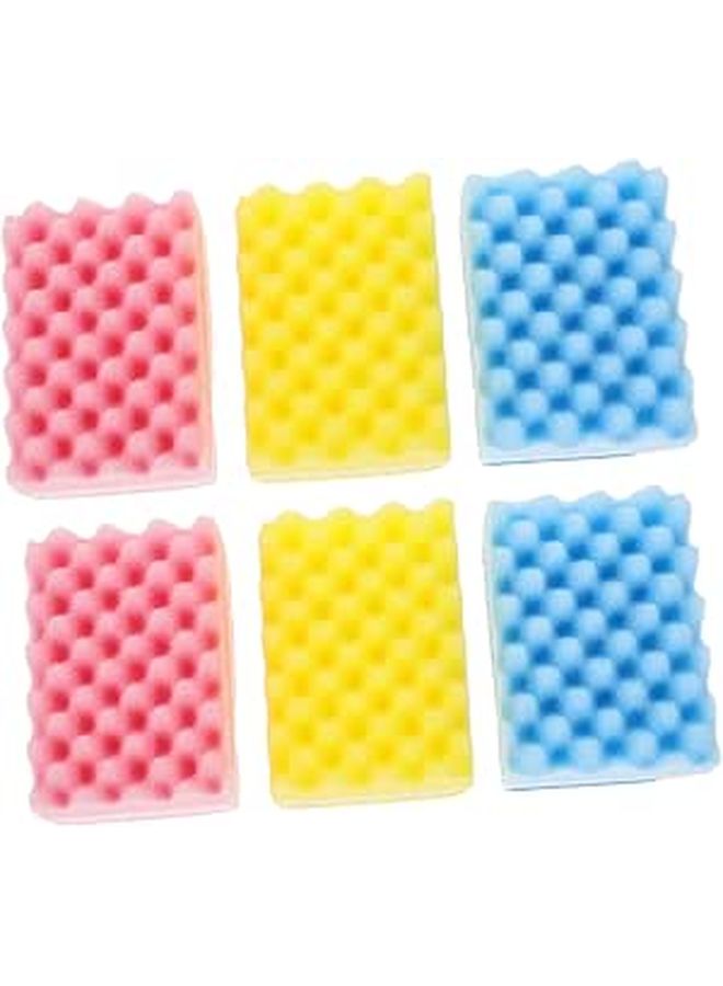 6pcs Heavy Duty Non Scratch Cleaning Sponges Rippled Surface for Kitchen Bathroom Car Dishwashing Random Color - Image 1