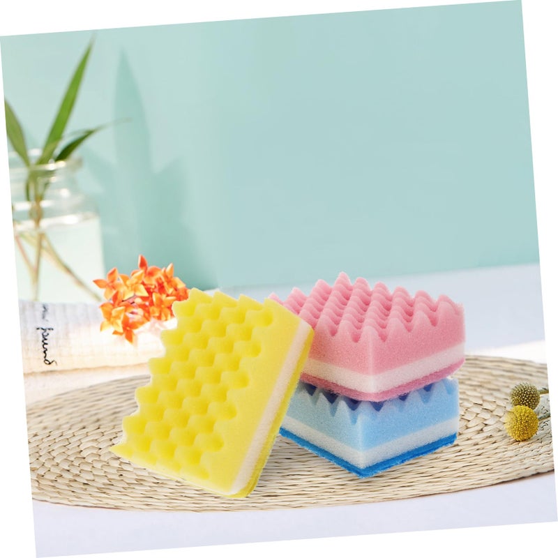 6pcs Heavy Duty Non Scratch Cleaning Sponges Rippled Surface for Kitchen Bathroom Car Dishwashing Random Color - Image 4