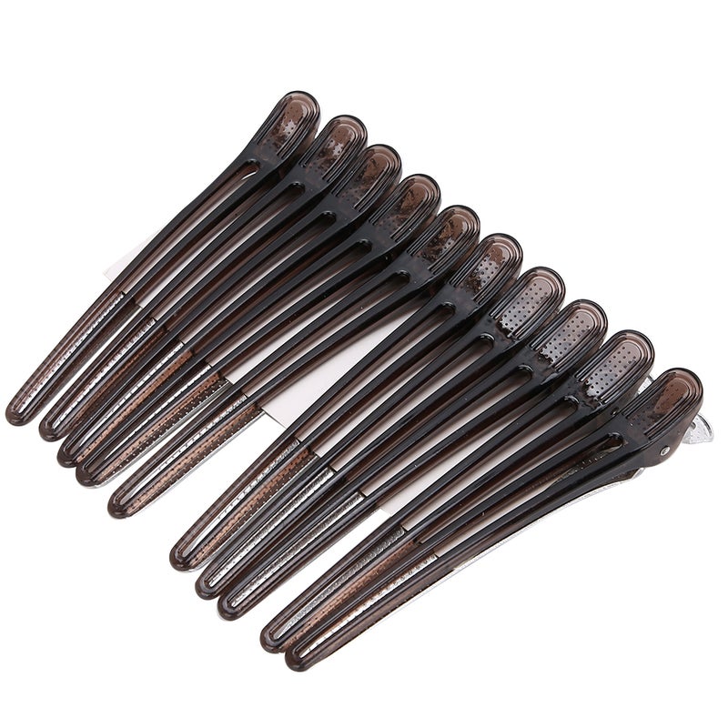 Hair Styling Clips: 10 Pcs Black ABS Material - Arc-shaped Gap-free Closure Firm Clamping Hairdressing Clip for Professional Salon Barber Shop - Image 2