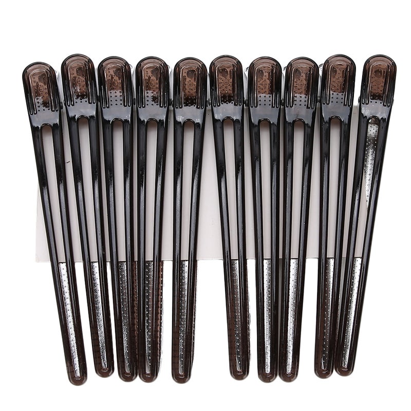 Hair Styling Clips: 10 Pcs Black ABS Material - Arc-shaped Gap-free Closure Firm Clamping Hairdressing Clip for Professional Salon Barber Shop - Image 1