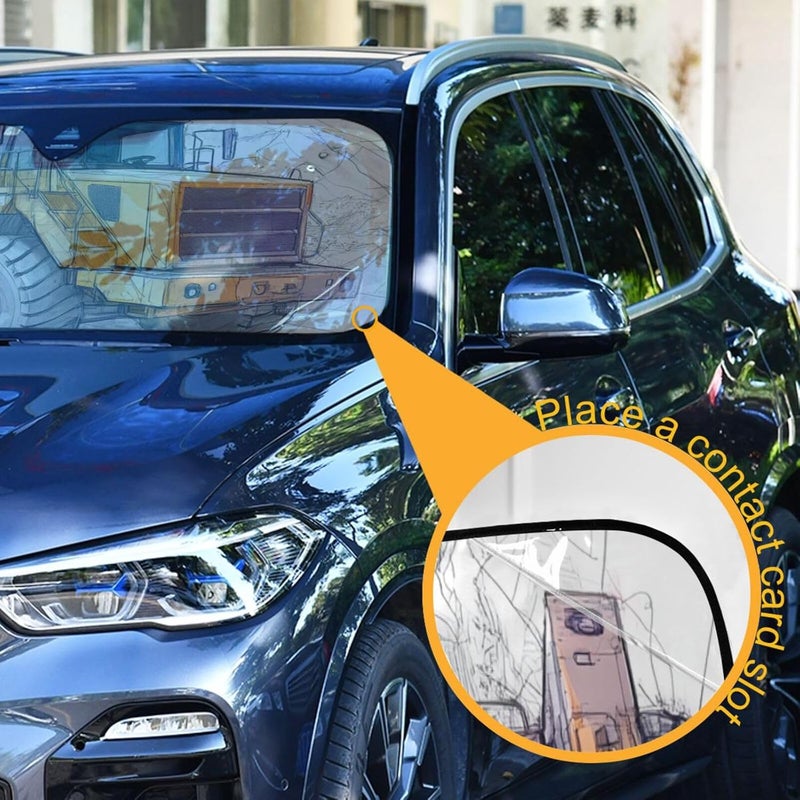 KLL Shade for car Windshield, Folding Reflective Sun tapasoles para carro 53x23.5 Inch, Flowers Engineering Machinery - Image 3