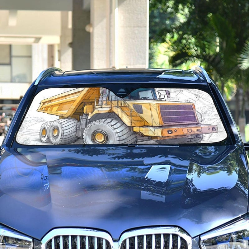 KLL Shade for car Windshield, Folding Reflective Sun tapasoles para carro 53x23.5 Inch, Flowers Engineering Machinery - Image 4