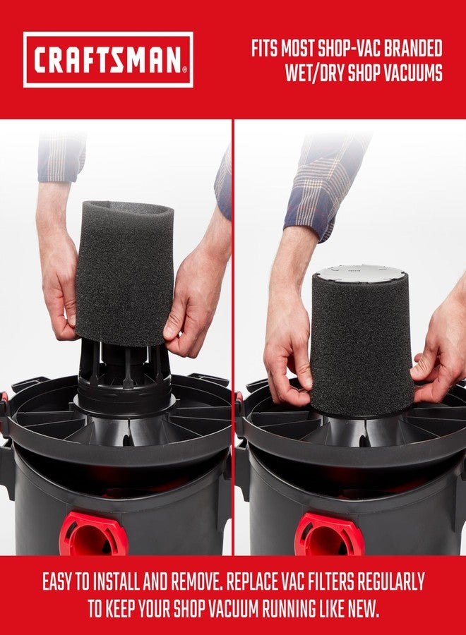 CRAFTSMAN CMXZVBE38765 Foam Sleeve Wet Dry Vac Replacement Vacuum Filter, Washable and Reusable, Wet Application Filter for Most Shop-Vac Branded Shop Vacuums - Image 3