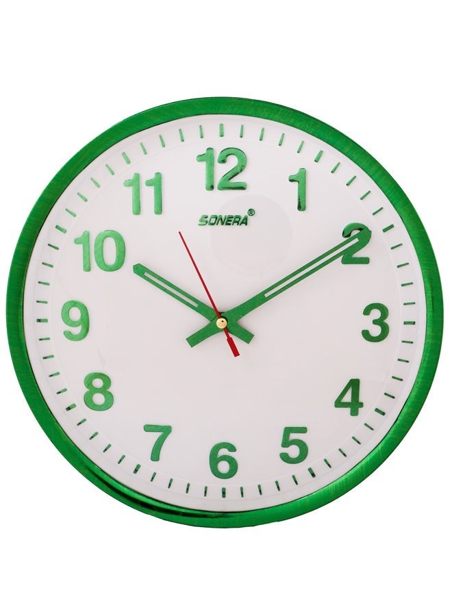 Sonera 3971 Analog Wall Clock – Elegant Round Design with Trendy Green Frame - Image 1