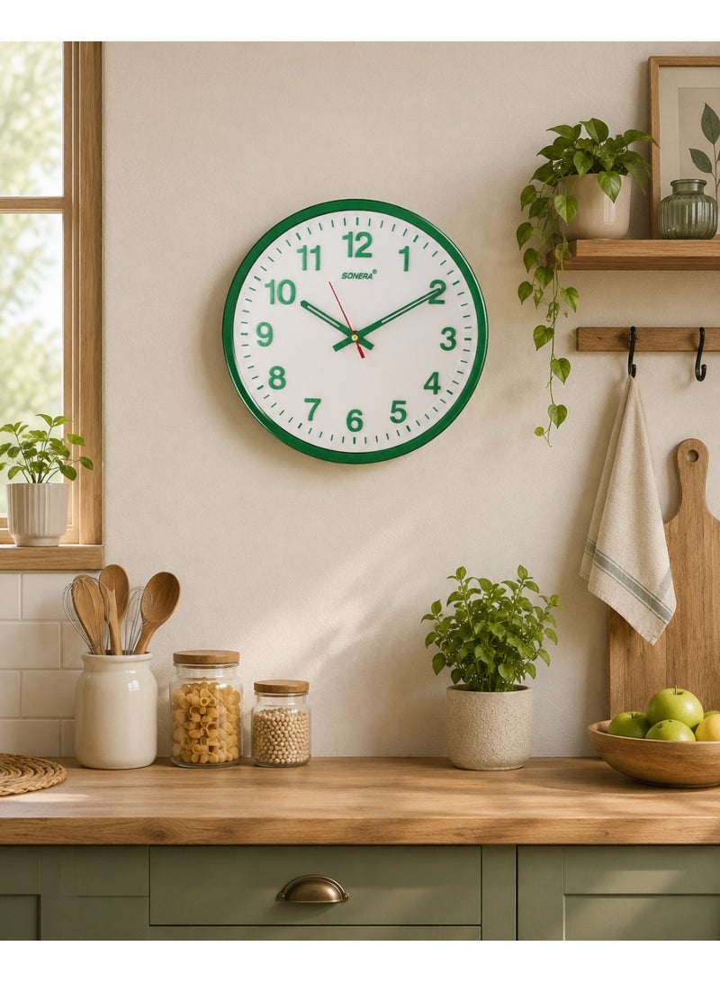 Sonera 3971 Analog Wall Clock – Elegant Round Design with Trendy Green Frame - Image 3