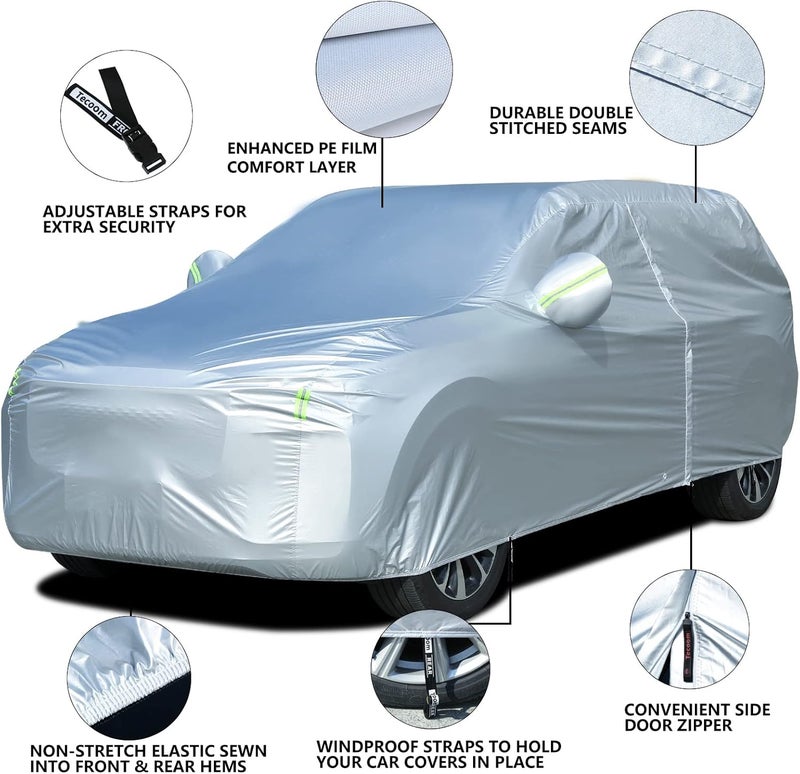 Tecoom Light Shell Waterproof UV-Proof Windproof Car Cover for Full-Size SUV (206-215 Inches) - Image 5