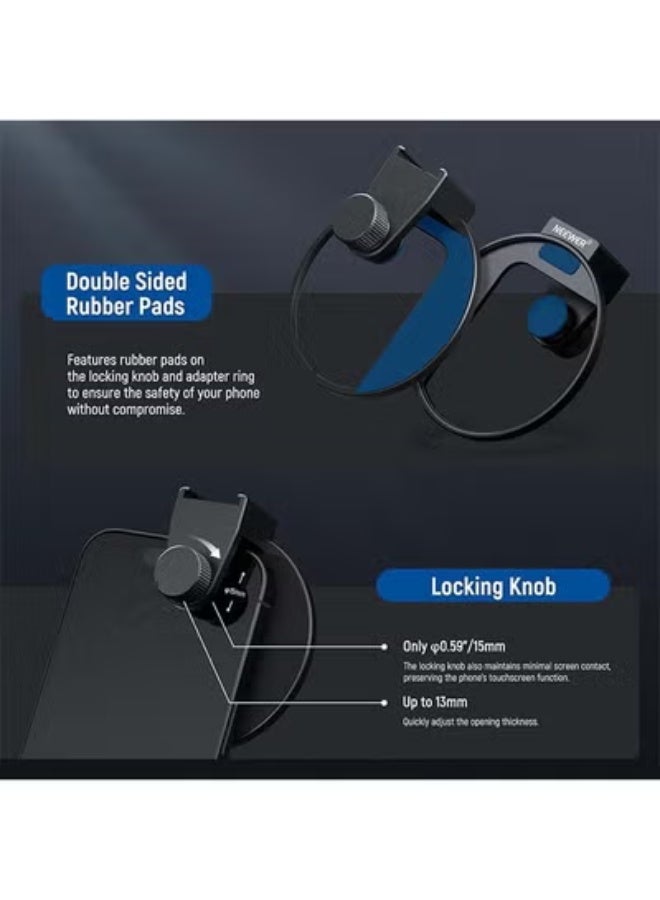 NEEWER Upgraded 67mm Phone Filter Mount Threaded Lens Filter Clip w/Cold Shoe Mount, Locking Knob, 13mm Opening Compatible with iPhone 16 15 Pro Max Plus 14 13 Samsung Galaxy S22 S23 S24 Ultra, LA006 - Image 3