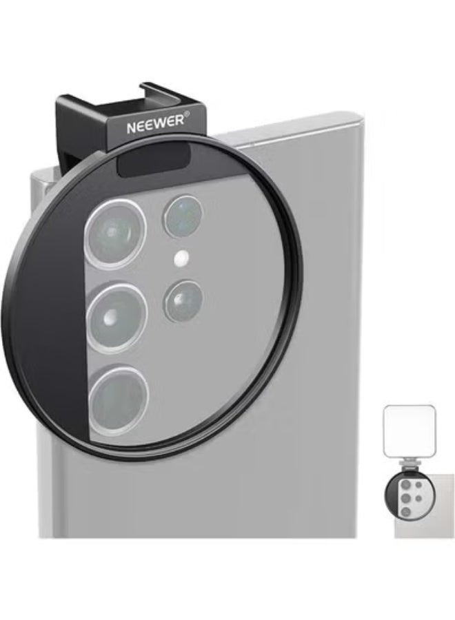 NEEWER Upgraded 67mm Phone Filter Mount Threaded Lens Filter Clip w/Cold Shoe Mount, Locking Knob, 13mm Opening Compatible with iPhone 16 15 Pro Max Plus 14 13 Samsung Galaxy S22 S23 S24 Ultra, LA006 - Image 1