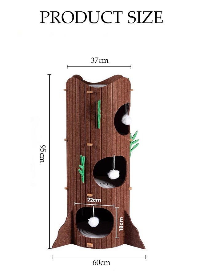 DUNISO Multifunctional Cat House 3 Layer Large Foldable Tower-type Cat Nest Semi-Enclosed Pet Houses with Fluffy Ball Anti-Scratch Detachable Indoor Cats Resting Bed for Indoor Cats Resting for Camping, Garden, Living Room - Image 3