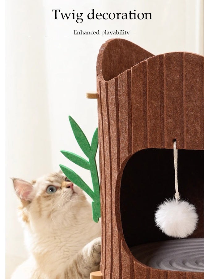 DUNISO Multifunctional Cat House 3 Layer Large Foldable Tower-type Cat Nest Semi-Enclosed Pet Houses with Fluffy Ball Anti-Scratch Detachable Indoor Cats Resting Bed for Indoor Cats Resting for Camping, Garden, Living Room - Image 5