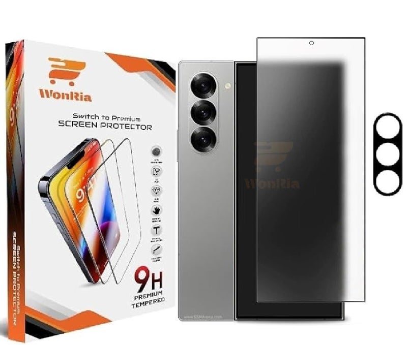 WonRia زجاج مقسى غير لامع متوافق مع سامسونج جالاكسي زد فولد 6 5G مع واقي عدسة الكاميرا | من الحافة إلى الحافة | صلابة 9H | مضاد لبصمات الأصابع | واقي مضاد للتوهج - (ضمان لمدة شهر) - Image 1