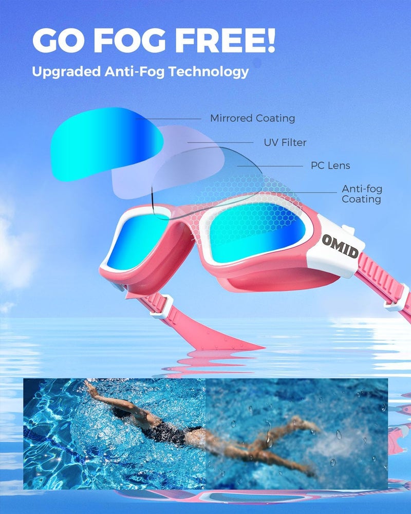 OMID Swim Goggles, P2 Polarized Swimming Goggles for Men Anti-fog Goggles Swimming for Adult Women - Image 2