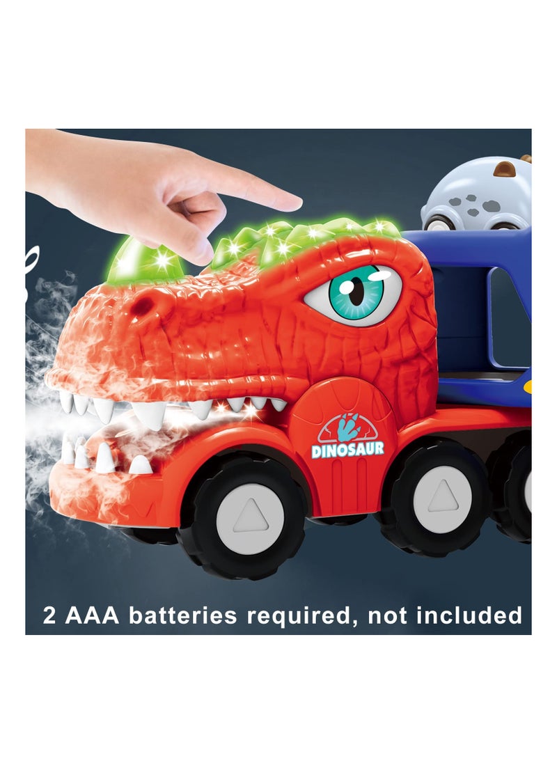 SYOSI Dinosaur Toy Truck Car Toys for Toddlers, 9 in 1 Carrier Trucks for 3 4 5 6 Years Old Boys and Girls, Friction Power Truck Transport Vehicles with Light and Sound, Toddlers Birthday Gift  - Image 4