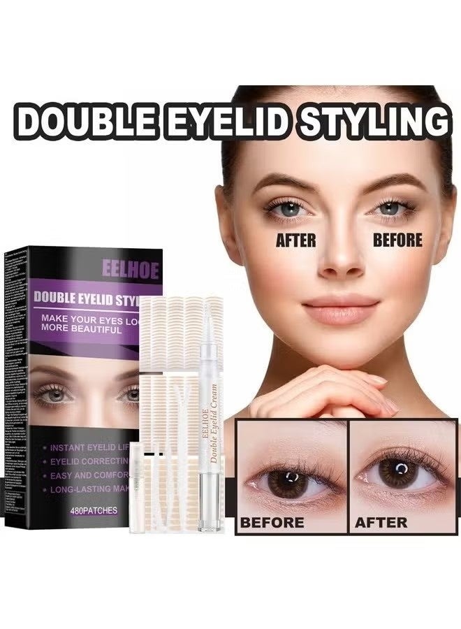 EELHOE Double Eyelid Styling-Invisible Waterproof Double Eyelid Patch For Uneven Single Eyelids Droopy Eyelids No Trace Natural Invisible No Glue - Image 1