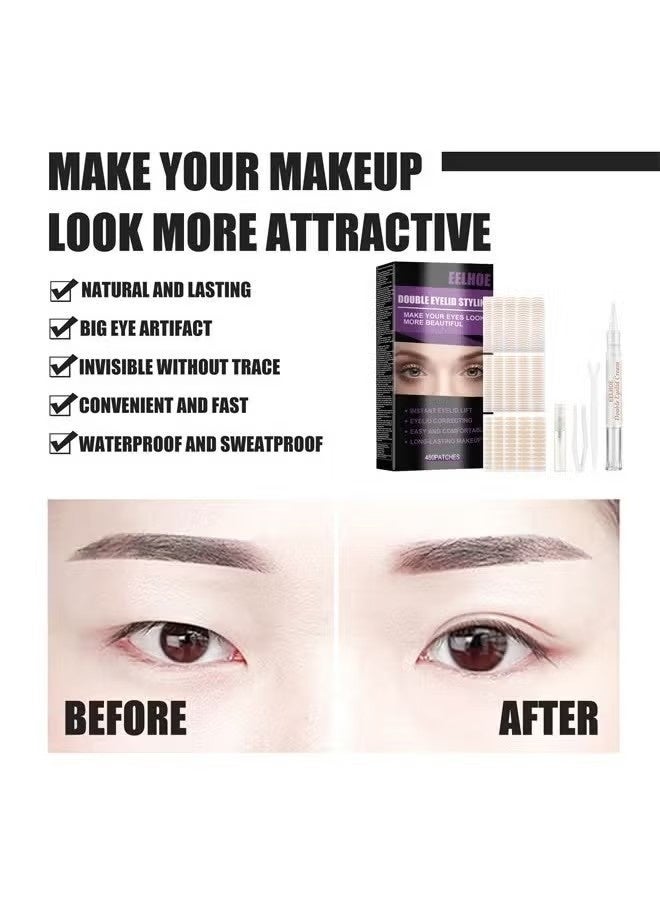 EELHOE Double Eyelid Styling-Invisible Waterproof Double Eyelid Patch For Uneven Single Eyelids Droopy Eyelids No Trace Natural Invisible No Glue - Image 4