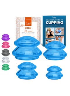 Lure Essentials Edge Cupping Therapy Set - Cupping Kit for Massage Therapy - Silicone Cupping Set - Massage Cups for Cupping Therapy - Cupping for Cellulite Reduction (4 Cups, Purple)  - Image 1