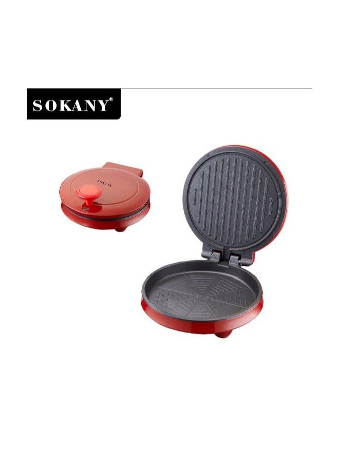 sokany - Sokany 1000W Pizza Maker, Pies and Bread Grill SK_08013 Double Sided with Temperature Control, Foldable and Smokeless, Auto Shut-Off Grill Machine, Non-Stick Coating. Red - Image 1