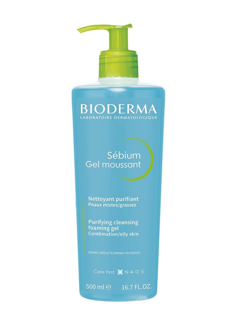 Bioderma Sebium Facial Cleansing Foaming Gel, for combination and oily skin, 500 ml and Bioderma Sebium Facial Cleansing Foaming Gel, for oily and combination skin, 200 ml