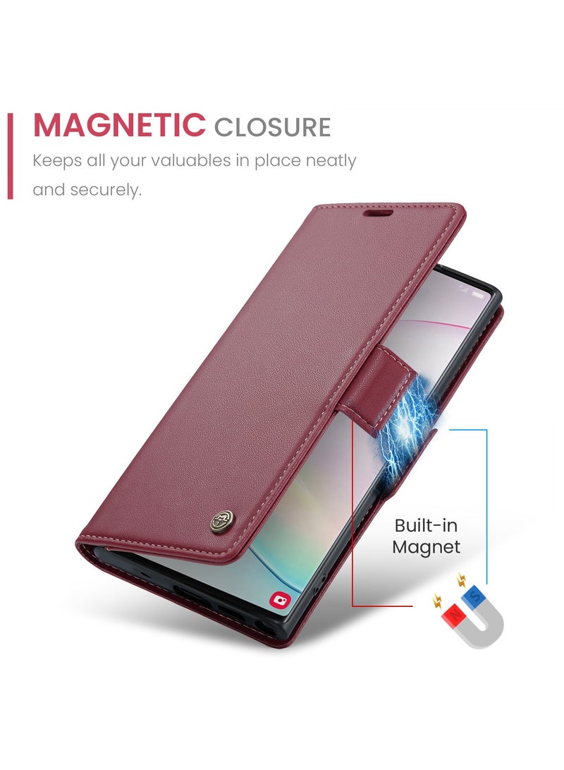 Leather protective cover compatible with Samsung Galaxy Note 10 Plus, red - Image 3