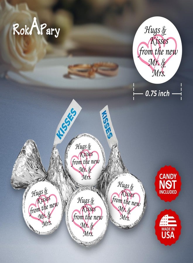 RokAPary 324 Hugs and Kisses from The New Mr. & Mrs. with Interlocking Hearts Wedding Stickers, Chocolate Drops Labels for Bridal Shower Engagement Party Decorations, Favors Decor for Kiss (Pink) - Image 5