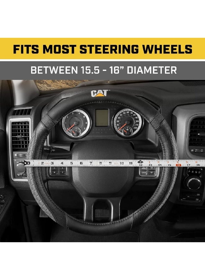CAT - Tire Tread Hand Grip Steering Wheel Protection Cover Dark Grey and Black 15.5-16 Inch CASW-7861-GR-L - Image 1