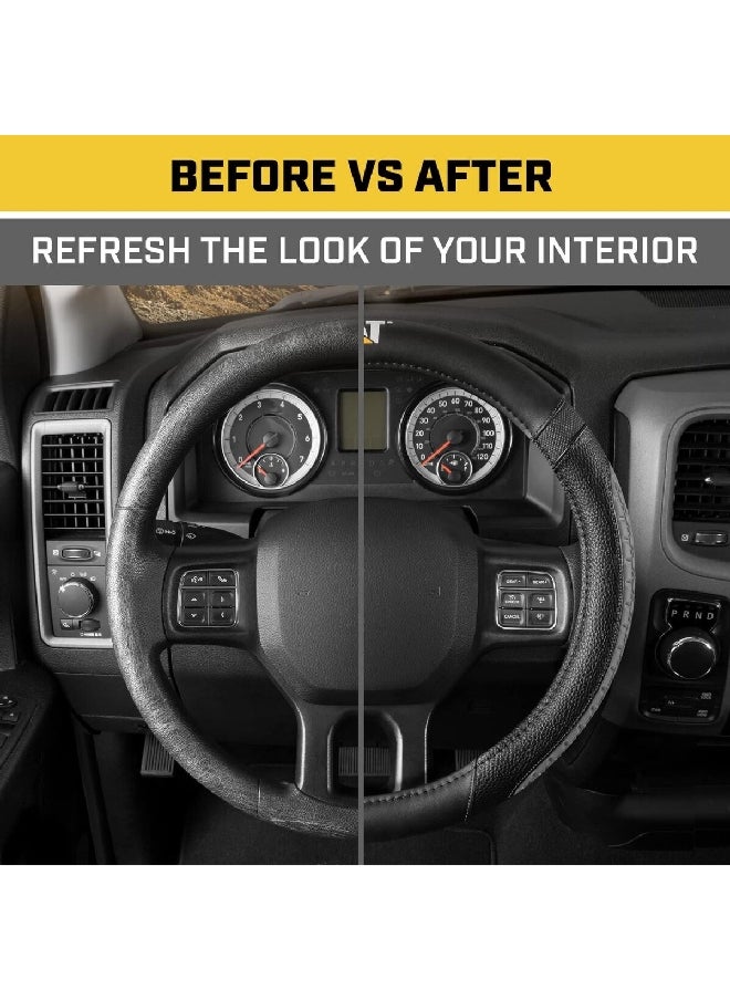 CAT - Tire Tread Hand Grip Steering Wheel Protection Cover Dark Grey and Black 15.5-16 Inch CASW-7861-GR-L - Image 1
