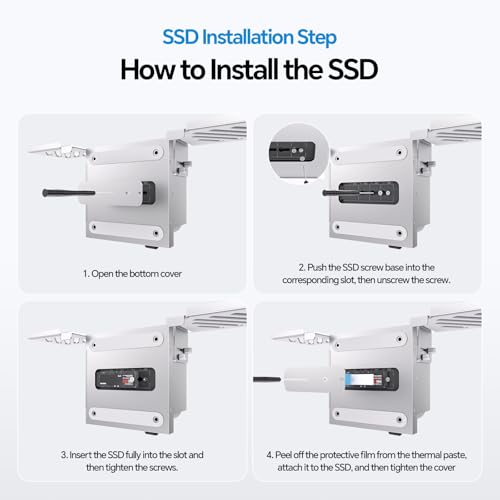 PULWTOP Mac mini M4 Dock & Stand with M.2 NVMe 8TB SSD Enclosure, Macmini M4 Hub with HDMI 4K 60Hz, 3 USB-A 10Gbps for Mac mini M4/M4 Pro 2024, Metal Bracket Holder for Monitor, Desk and VESA Port - Image 4