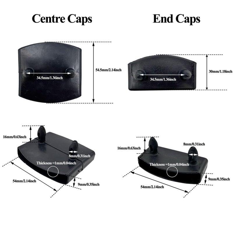Honigo 40Pcs 54X9Mm Black Replacement Bed Slat Plastic Centre Caps Or End Caps Holders For Holding Securing Wooden Slats Bed Base Width 54Mm X Height 9 Mm (20Pcs End Caps And 20Pcs Centre Caps) - Image 3