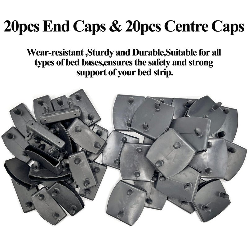 Honigo 40Pcs 54X9Mm Black Replacement Bed Slat Plastic Centre Caps Or End Caps Holders For Holding Securing Wooden Slats Bed Base Width 54Mm X Height 9 Mm (20Pcs End Caps And 20Pcs Centre Caps) - Image 2