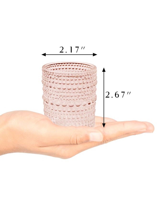 SHMILMH 12 pcs Glass Votive Candle Holders, 6 Colors 3 Patterns Tealight Candle Holders for Fall Wedding Table Centerpiece Birthday Decoration - Image 5