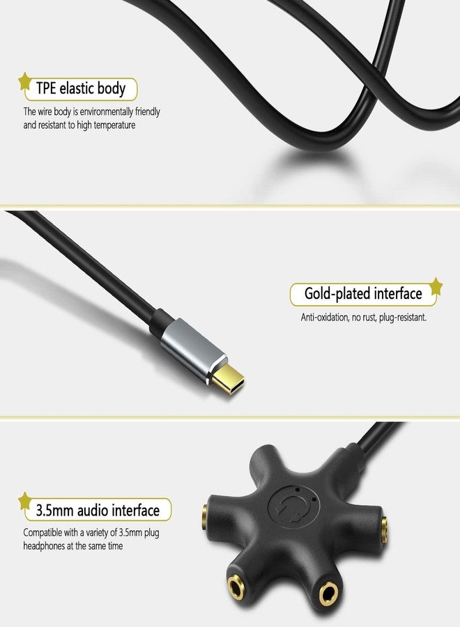 SAISN USB C to 3.5mm Audio Jack Aadpter Type-C to 3.5mm Multi Headphone Adaptador 5 Way 5-in-1 Aux TRS Audio Sharing Splitter Cable Compatible for Samsung Galaxy S22/S21/S20, MacBook Air/Pro - Image 4