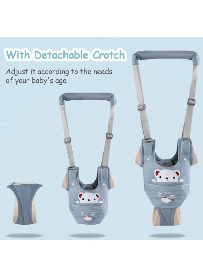Ocanoiy Baby Walking Harness Handheld Baby Walker Assistant Belt Adjustable Toddler Infant Walker Harnesses Standing Up Walking Learning Helper with Detachable Crotch for 9-24 Month Old (Blue) - Image 4