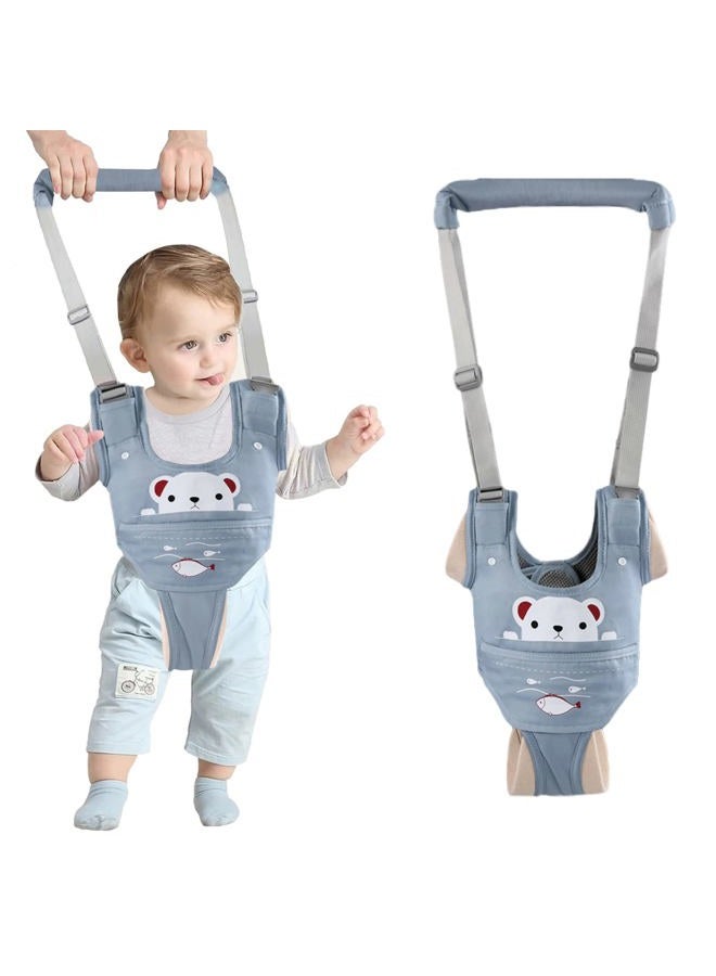 Ocanoiy Baby Walking Harness Handheld Baby Walker Assistant Belt Adjustable Toddler Infant Walker Harnesses Standing Up Walking Learning Helper with Detachable Crotch for 9-24 Month Old (Blue) - Image 1