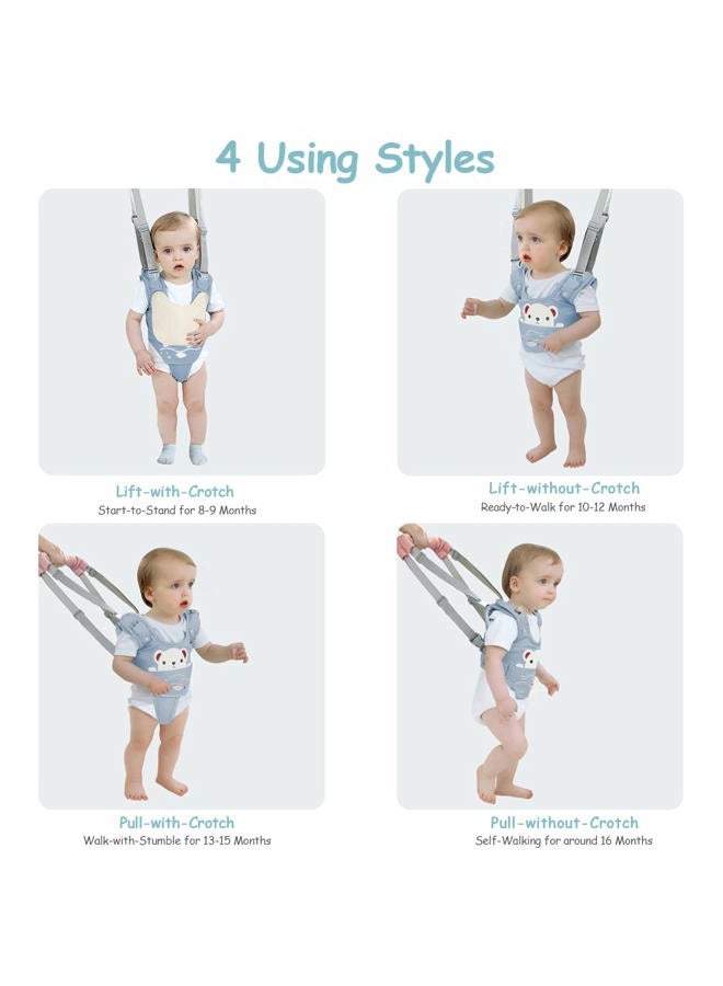 Ocanoiy Baby Walking Harness Handheld Baby Walker Assistant Belt Adjustable Toddler Infant Walker Harnesses Standing Up Walking Learning Helper with Detachable Crotch for 9-24 Month Old (Blue) - Image 5