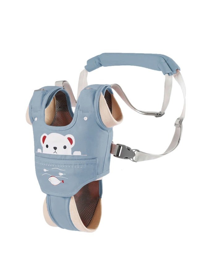 Ocanoiy Baby Walking Harness Handheld Baby Walker Assistant Belt Adjustable Toddler Infant Walker Harnesses Standing Up Walking Learning Helper with Detachable Crotch for 9-24 Month Old (Blue) - Image 2